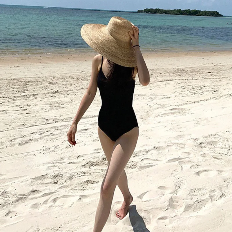 

Wisuwore Knitted Backless Ins Suit Sexy Fairy Fan Conservative Cover Belly Thin Hot Vintage One-piece Bikini Bowknot Swimsuit