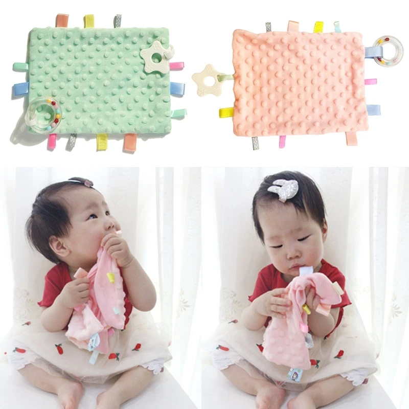 

Baby Appease Towel Soft Cotton Colorful Tags Security Blanket Soother Teether Bandana Comforter Appease Towel Sleep Toy