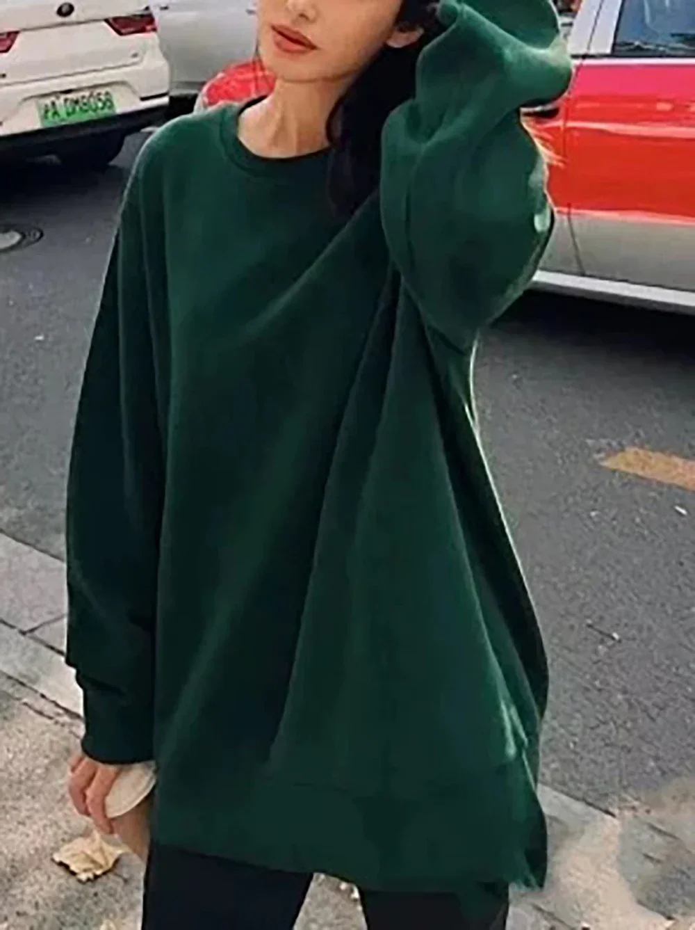 

Спортивный Свитшот Rowling из однотонного зеленого хлопка, Классический Топ с длинным рукавом, женская уличная одежда