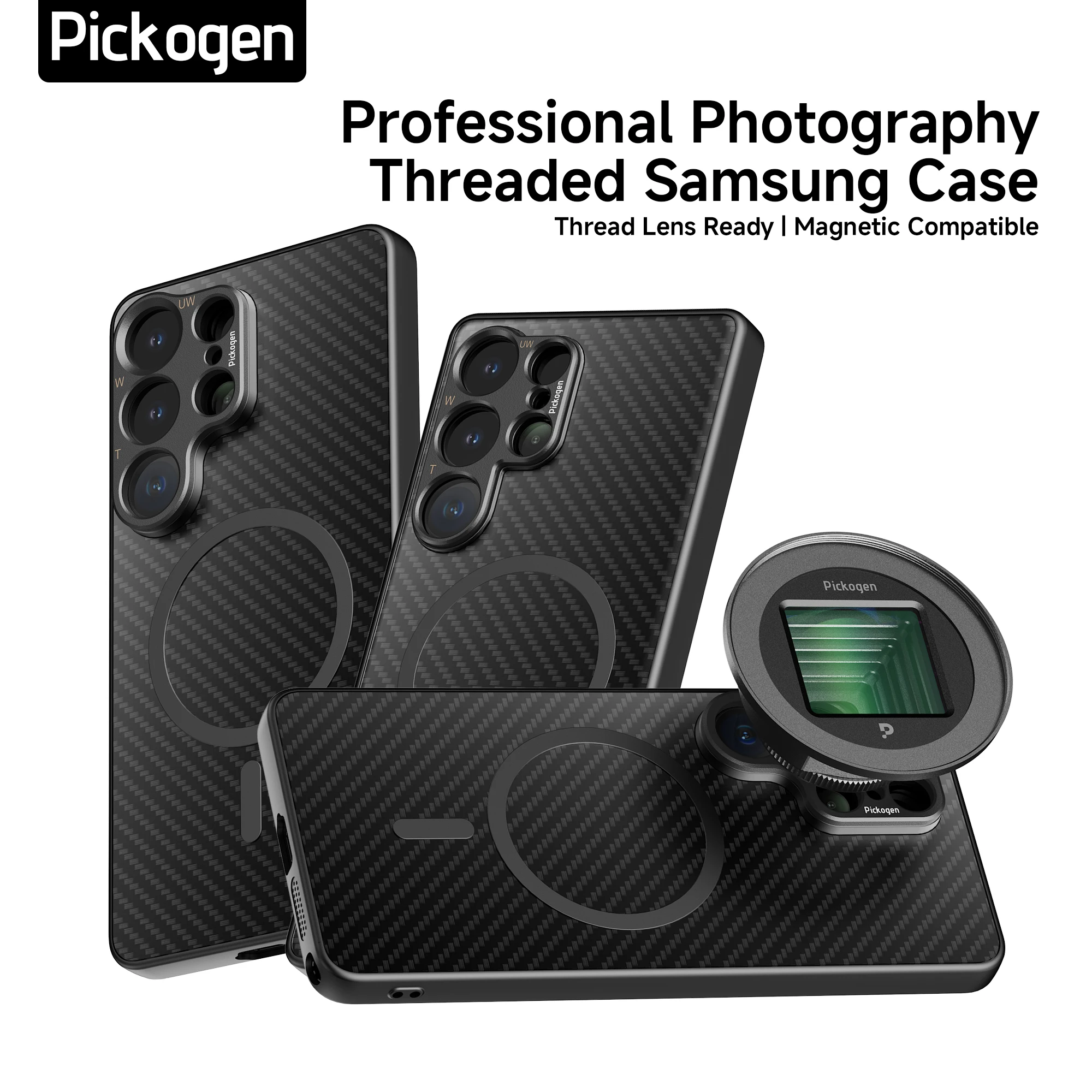 Фото Чехол PICKOGEN с креплением 17 мм для Samsung Galaxy S24 / S25 / S26 Ultra, магнитный чехол-кейс, совместимый с фотообъективом. №1