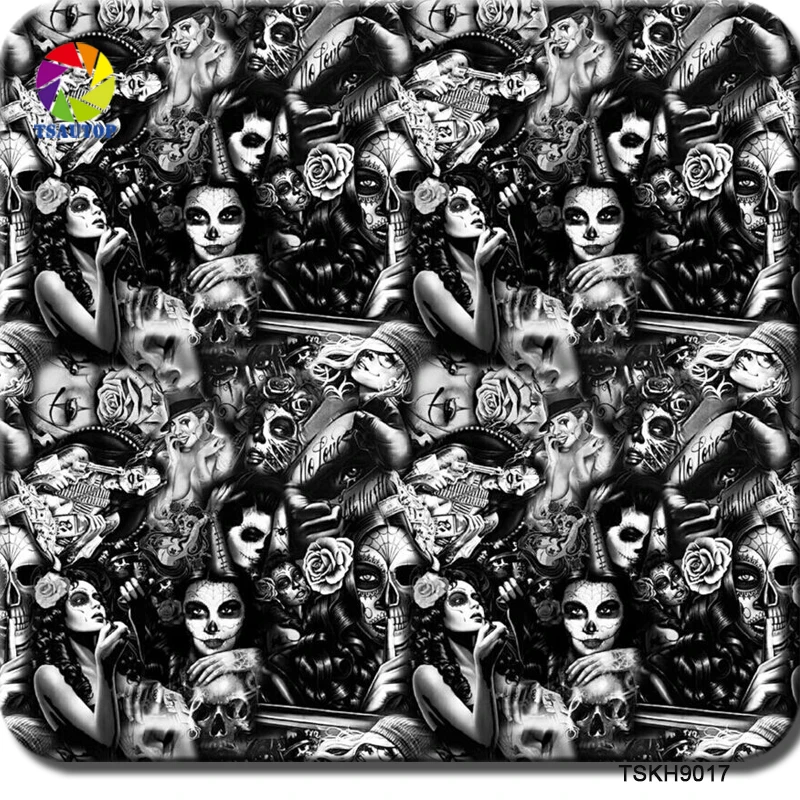 

cnHGarts new pattern Size 50cm width aqua print water Printing hydro Dipping Film skull and flame WTP9017