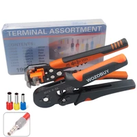 wozobuy wire stripper crimping tool kitferrule crimping tool kit hsc8 6 6a6 4a pliers self adjusting 8 inch cutter crimper