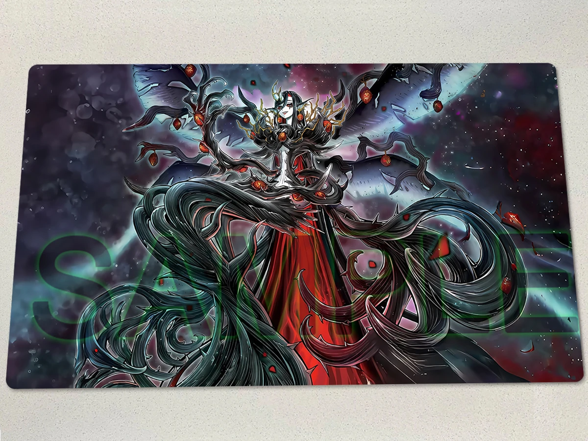 Фото YuGiOh Queen Azamina Playmat TCG CCG Коврик для настольной игры Коллекционный коврик для карточных игр Аниме Коврик для мыши Резиновый игровой коврик Бесплатная сумка 60x35 см №1