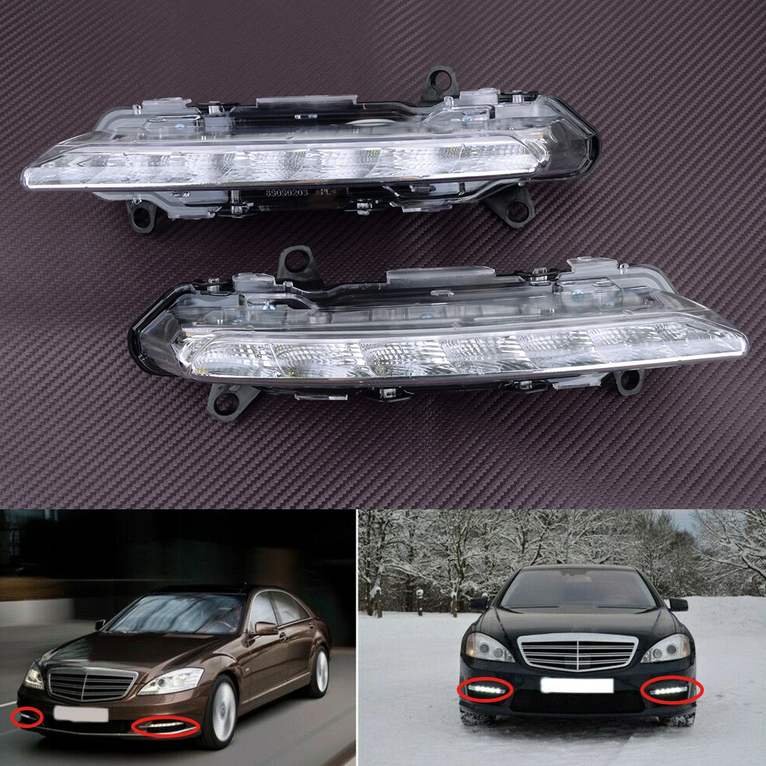 

A2218201756 A2218201856 1 Pair Car Front LED Bumper DRL Fog Light 12V Fit For Mercedes Benz S W221 S350 S400 S450 S500 S550 S600