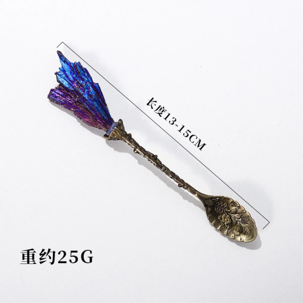 Ложка из натурального камня с гальваническим покрытием черного турмалина