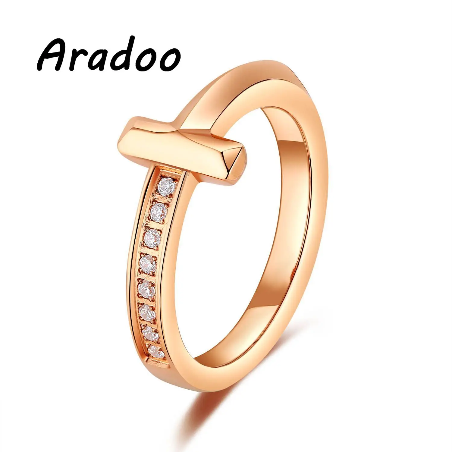 

ARADOO Fashion Simple Versatile Diamond Rose Gold Titanium Steel Ring