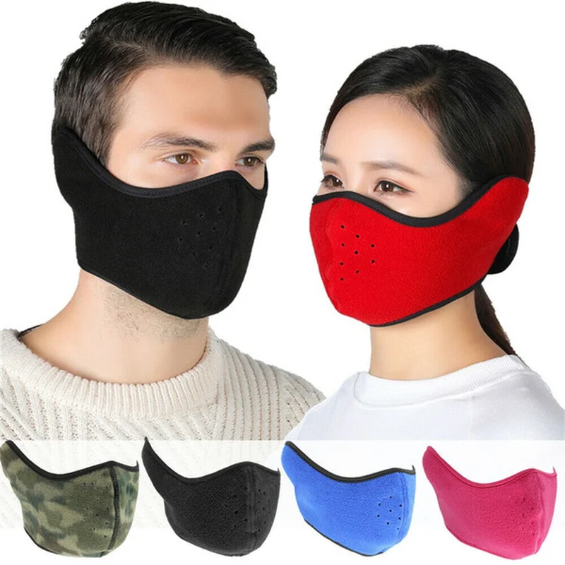 

Unisex Cycling Mask Winter Fleece Thermal Warm Windproof Half Face Mask Outdoor Sport Skiing Cycling Face Mask Headwear Caps Men