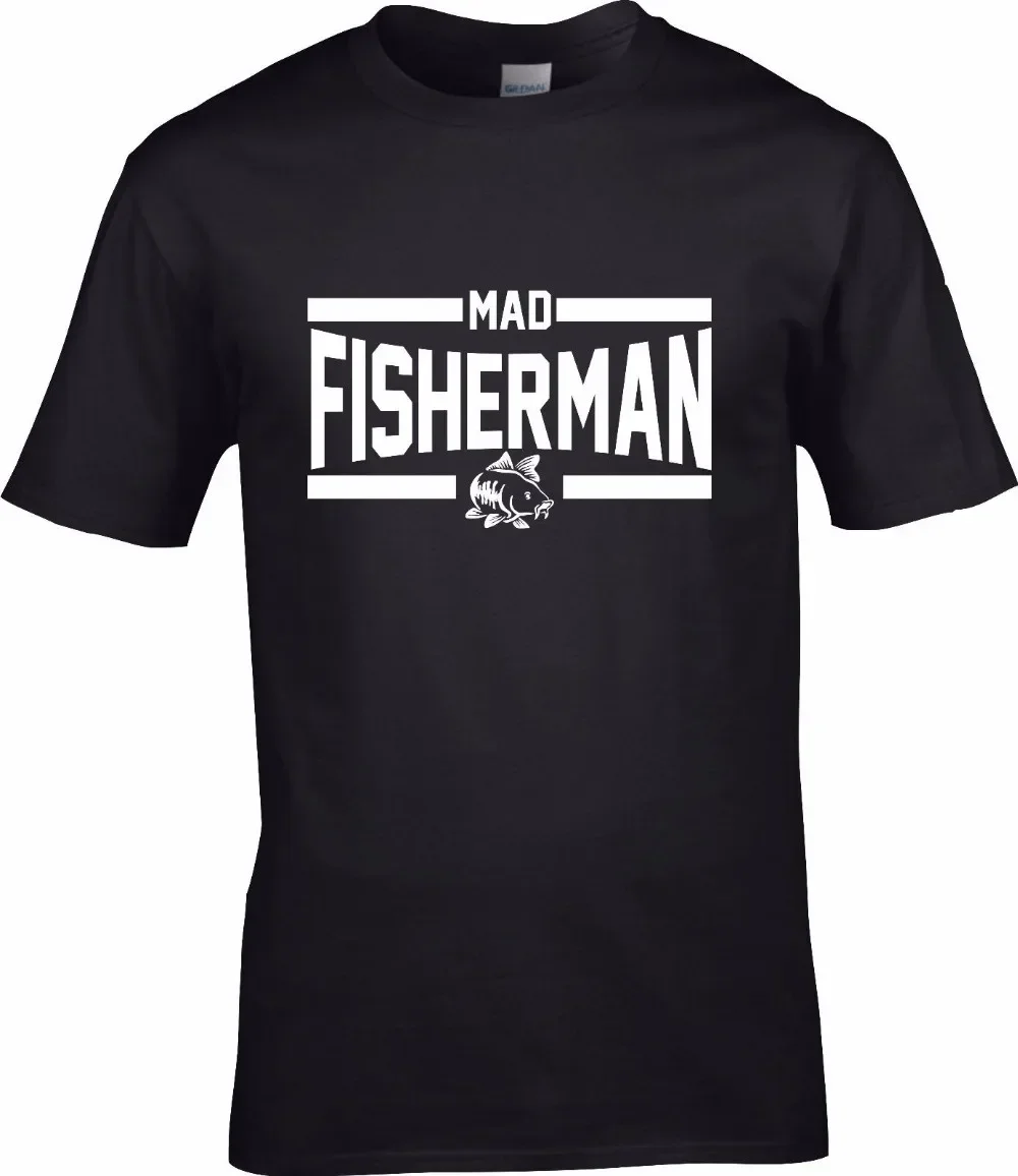 Лидер продаж подарочная футболка Mad Fisherman Fishing Anglers 100% хлопок с круглым вырезом