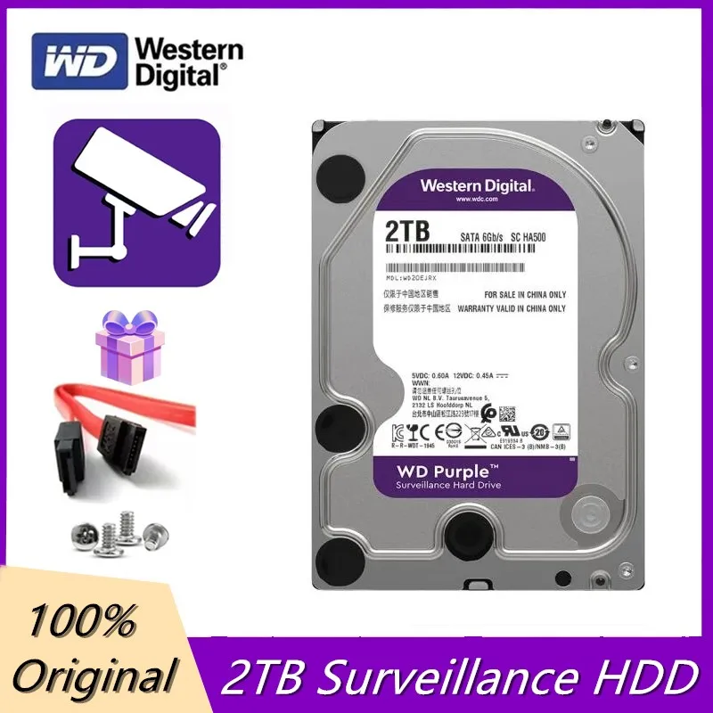 

Western Digital WD Purple 2TB Surveillance Internal Hard Drive SATA III 64M 3.5" 6Gb/s 2T HDD HD Harddisk for CCTV DVR NVR New