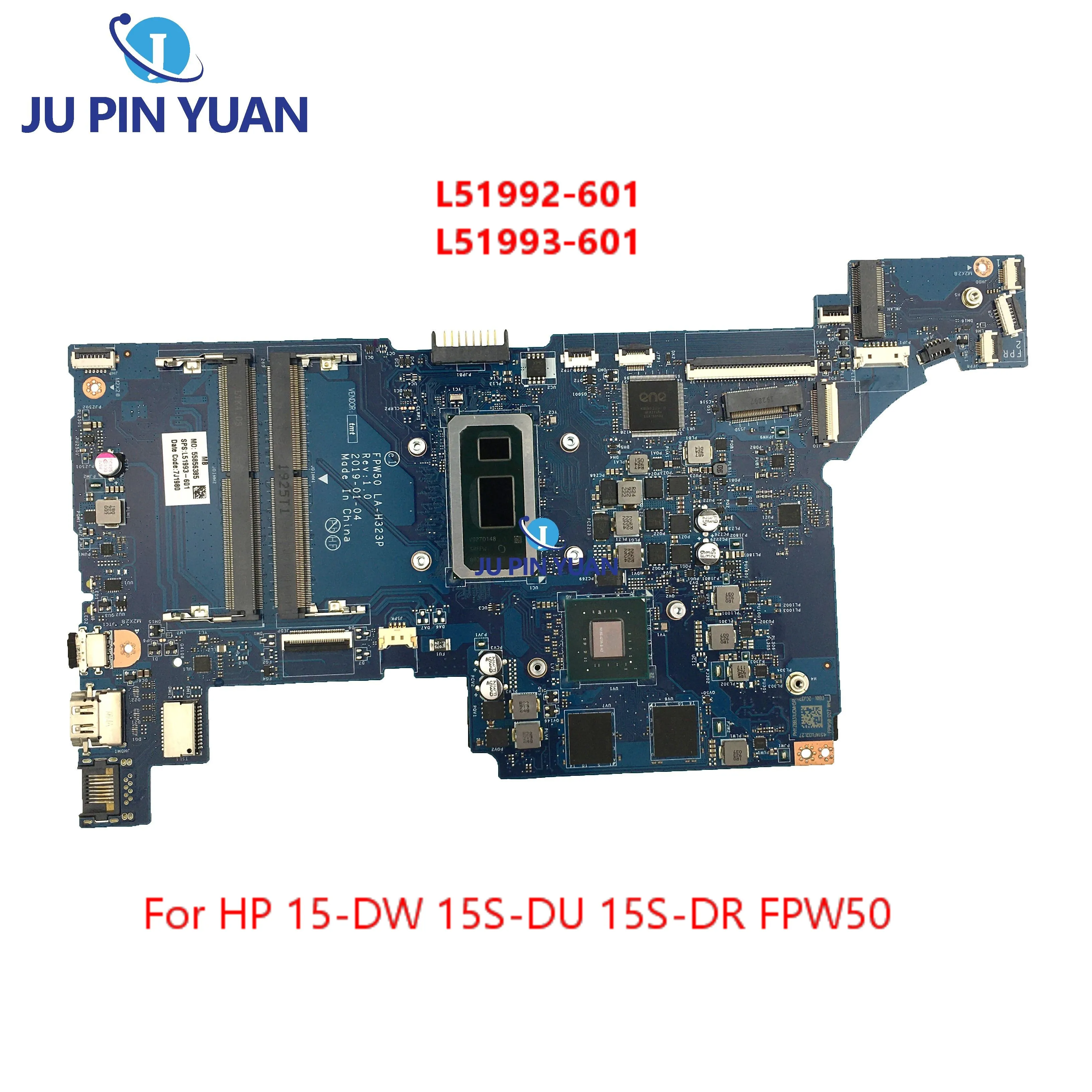 

L51992-001 L51992-601 For HP 15-DW 15S-DU 15S-DR Laptop Motherboard FPW50 LA-H323P With i5 i7 CPU MX130 2GB GPU 100% Tested