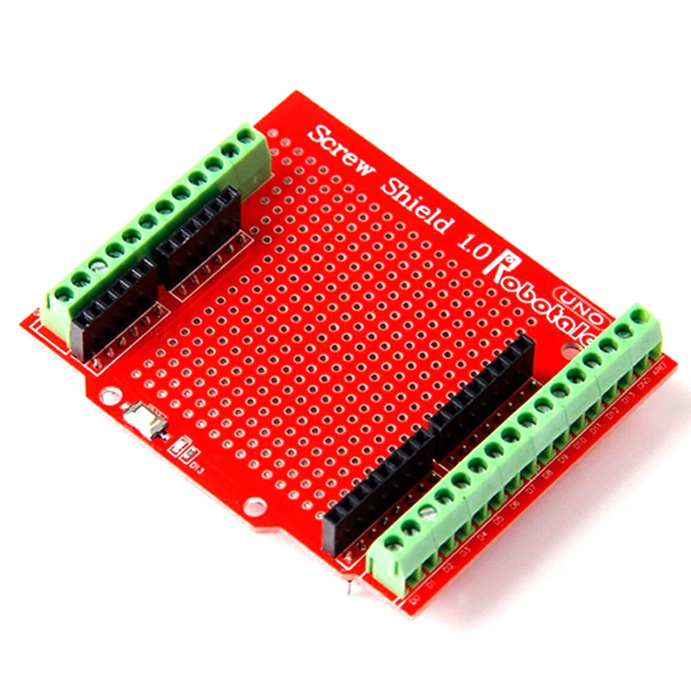 

Proto Screw Shield for Arduino Open Source Reset Button D13 LED For Breadboard 3.81 Terminal Double-sided PCB SMT Solder Board