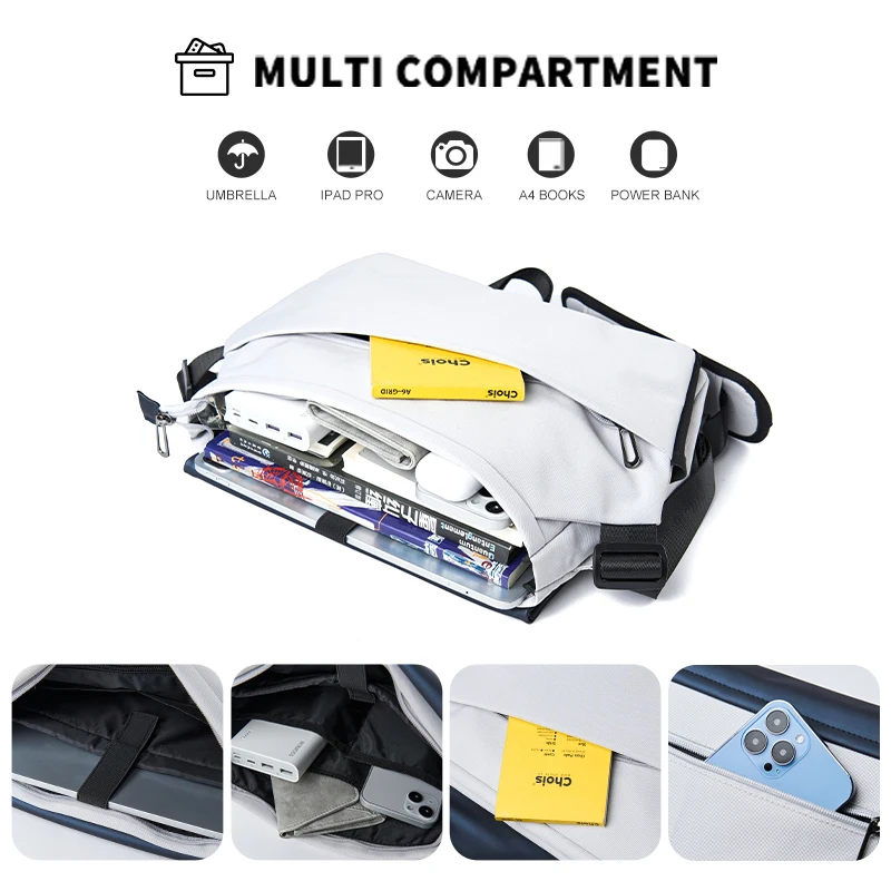 MOYYI Premium Waterproof Men's Crossbody Bag 12.9inch Trendy Multifunction Outdoor Commuter Sling Bag Original Design for Youth