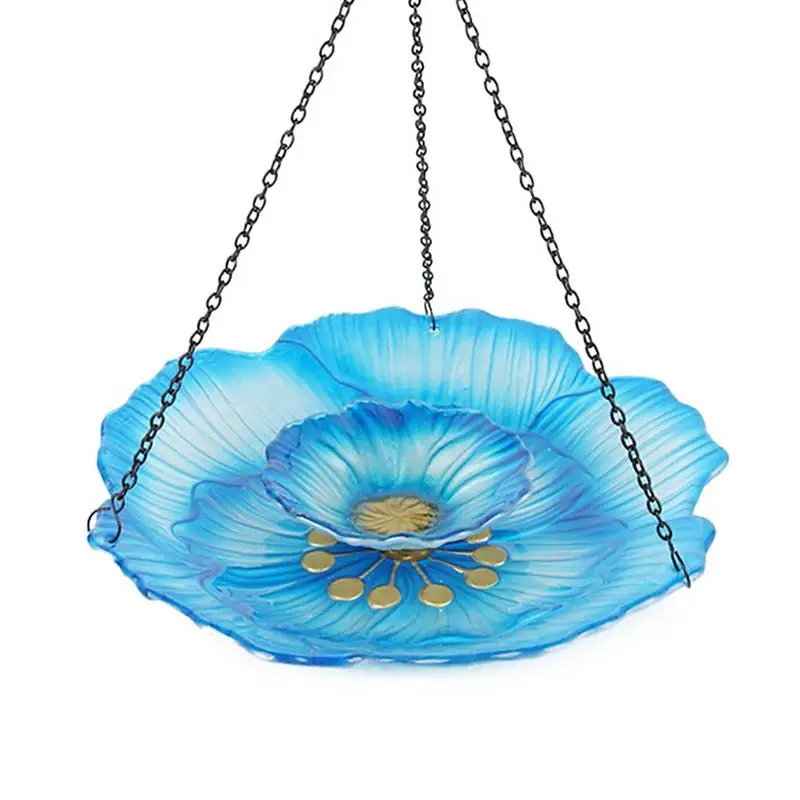

Sunflower Bird Feeder Outdoor Glass Hangings Bird Bath Bird Shower With Double Layers Outdoor Garden Decoration Charm For Bird