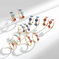 colorful devil eye earrings turkish blue eye round earrings heart shaped bling zircon gold stud earrings for women fashion jewel