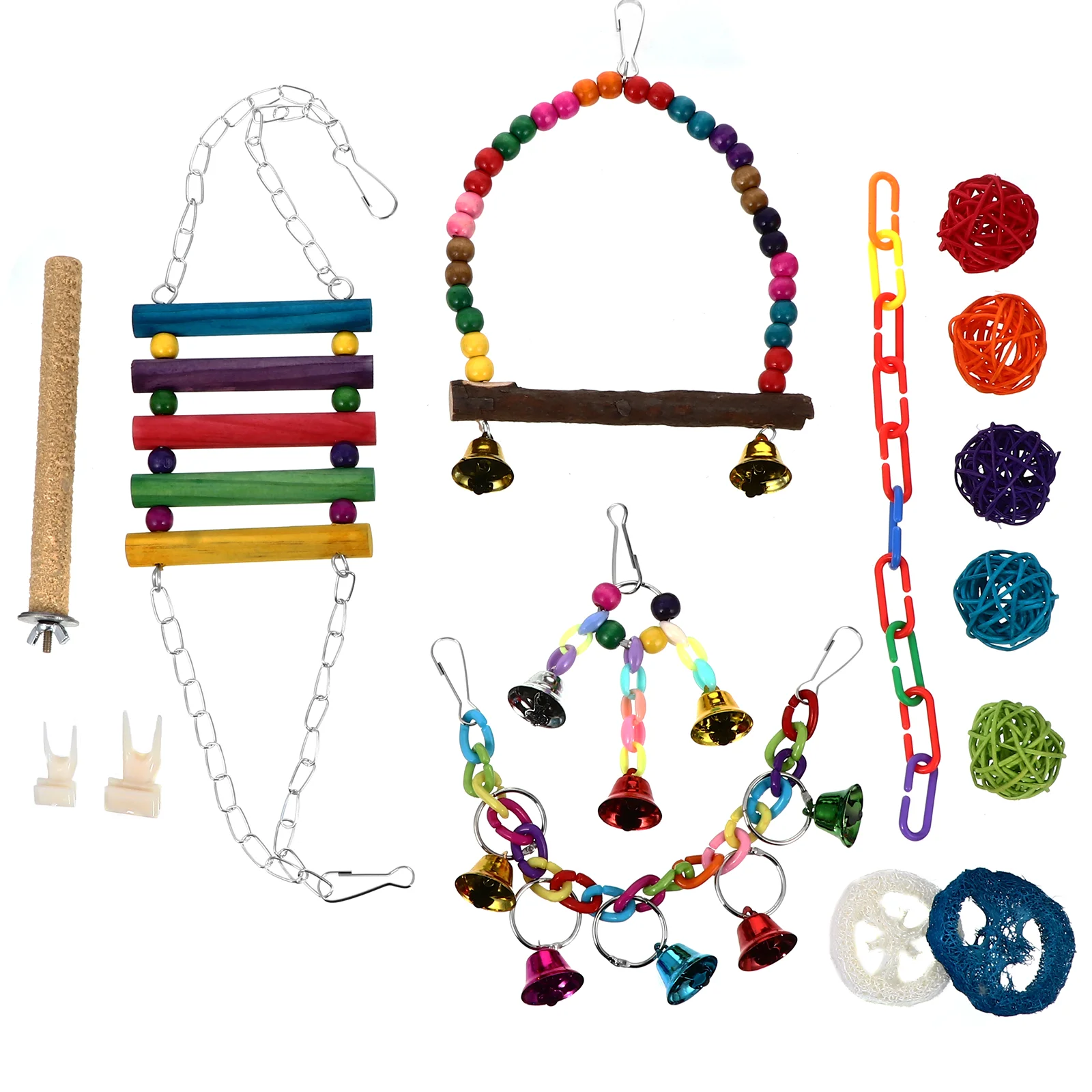 

Parrot Toy Toys Bird Hanging Swing Bite Cage Hammock Perches Climbingcockatiel Chew Wooden Set Chewing
