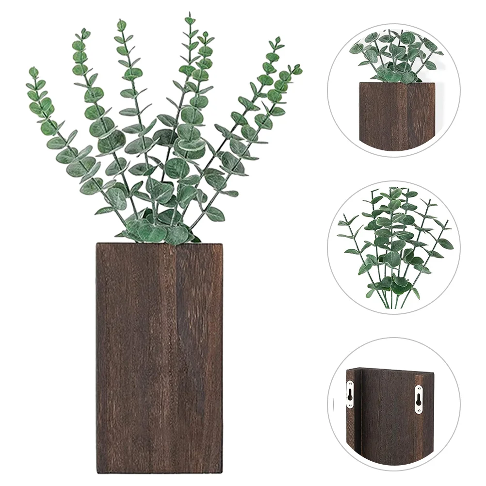 

Fake Plants Wooden Flower Pot Artificial Hanging Basket Decor Farmhouse Decoration Front Door Simulation