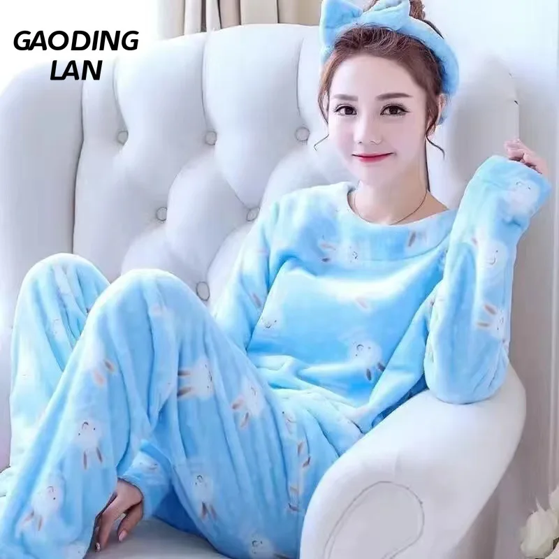 

Зимняя женская пижама с длинным рукавом и кроликом из мультфильма