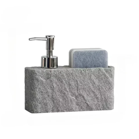 Дозатор для мыла с имитацией черного камня, 200 мл, с держателем для губки, бутылка для жидкого мыла для рук и посуды для кухни и ванной комнаты, бытовой