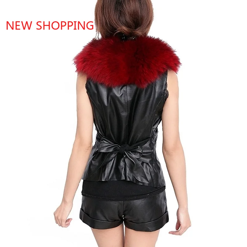 2023 Autumn Winter Faux Fur Fashion Warm Women's Winter Jacket Imitation Raccoon Hair Leather Patchwork Sleeveless Vest Jackets