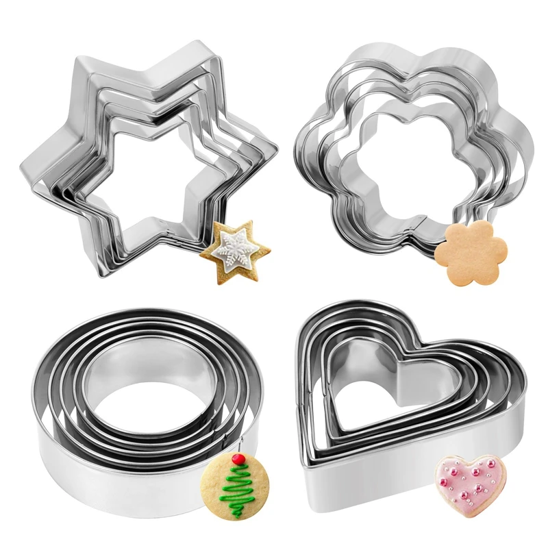 

Stainless Steel 20 Piece Biscuit Moulds Biscuit Printing Cutting Impressions Biscuit Cookie Cutter Baking Accessories Decor Tool