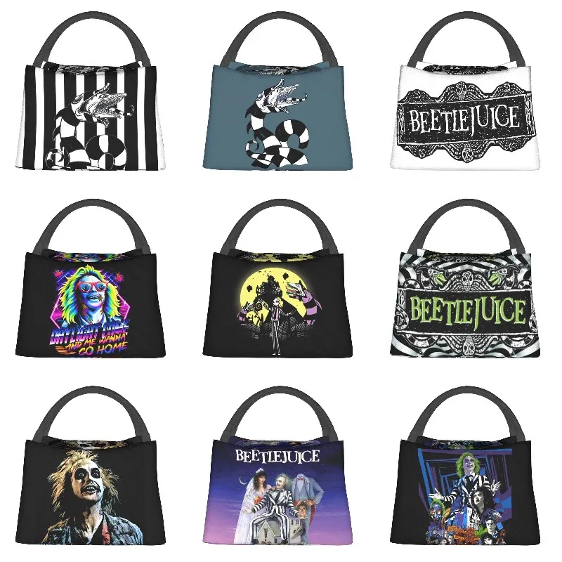 

Изолированная сумка для ланча от Beetlejuice для женщин, портативный термобокс для пикника с изображением Тима Бёртона из фильма «ужас»