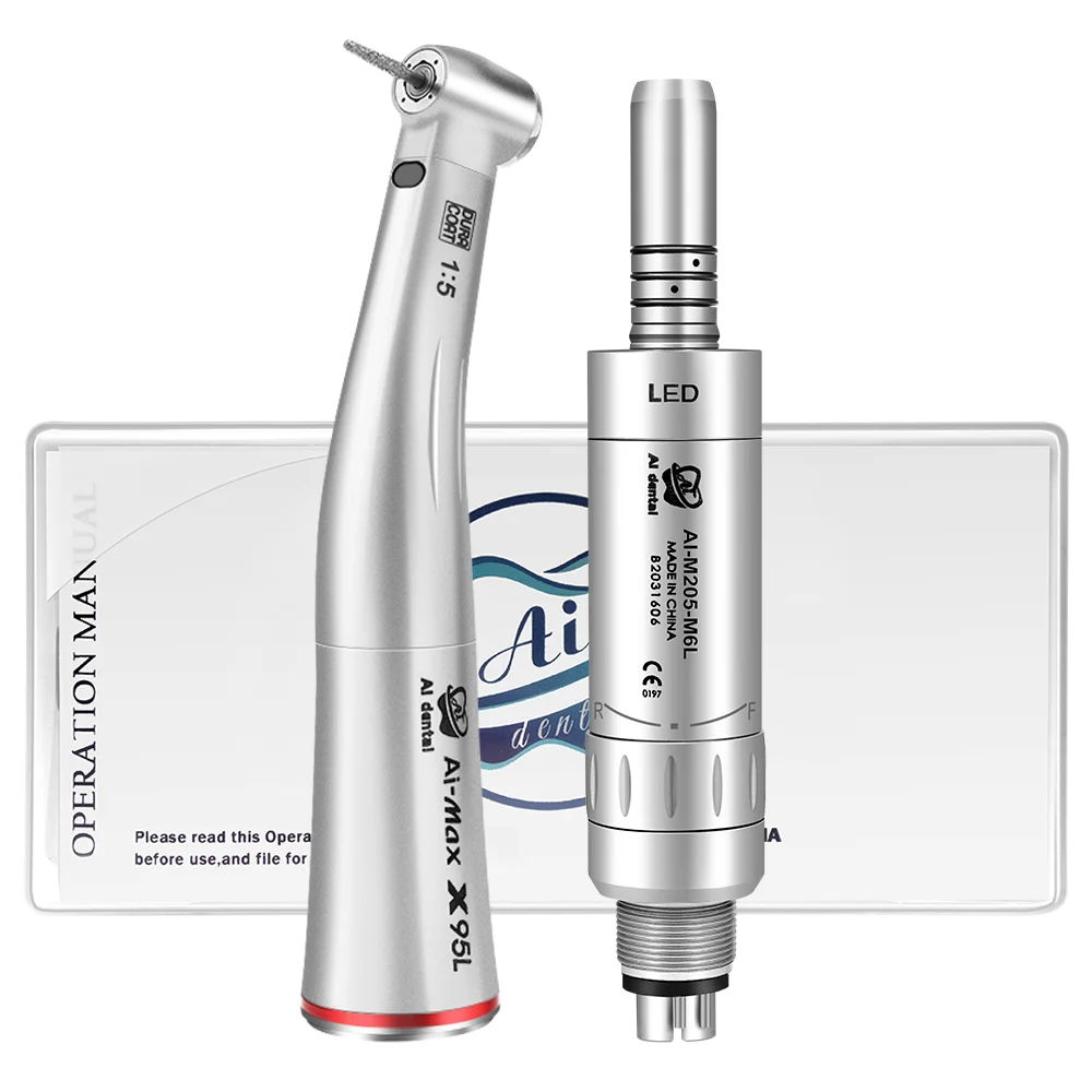 

1:5 Increasing Fiber Optic Contra Angle Low Speed Dental Handpiece 6 Holes Led Air Motor Laboratory Surgical Equipments