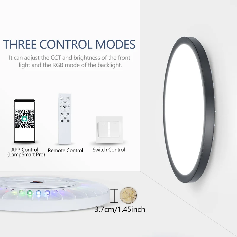 Ultra thin Smart Ceiling Lamp RGB Revolving Light APP/Remote Control Dimmable 28W LED Ceiling Light For Livingroom decor Bedroom