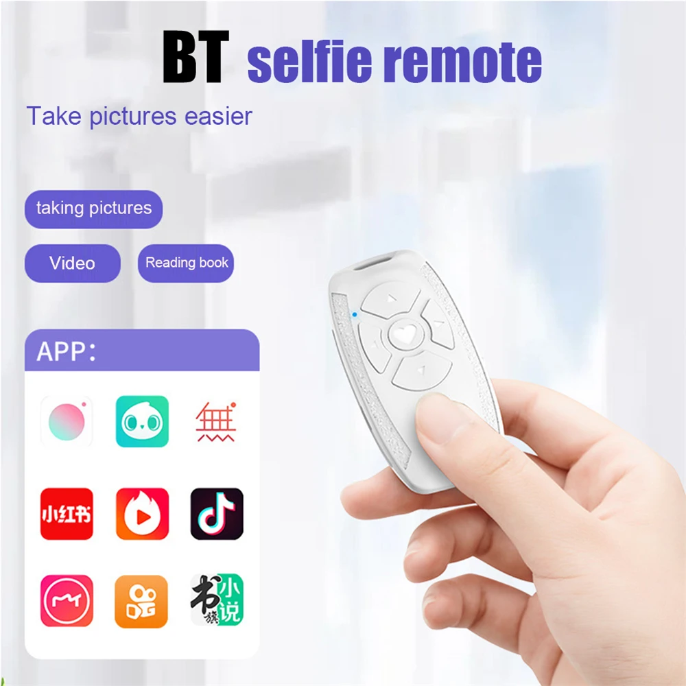 

Universal Mobile Phone Selfie Camera Shutter Bluetooth-compatible Remote Control Button Buit-in Battery Rechargeable Controller