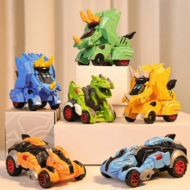 

New Transforming Dinosaur Car Deformation Car Toys Inertial Sliding Dino Car Automatic Transform Toy Boys Amazing Gifts Kid Toy