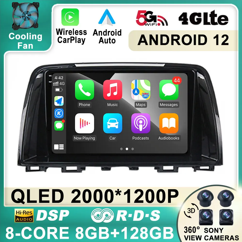 

Мультимедийная магнитола для Mazda 6 GJ Atenza, стерео-система на Android 12, с 9 "экраном, GPS, без DVD, для Mazda 6, GJ, Atenza 2012-2016, типоразмер 2 Din