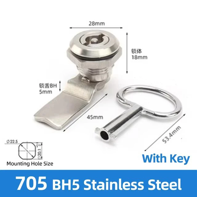 Замок для шкафа из нержавеющей стали/цинкового сплава с ключом, вращающийся язычок, треугольные замки, распределительная коробка, прямой круглый