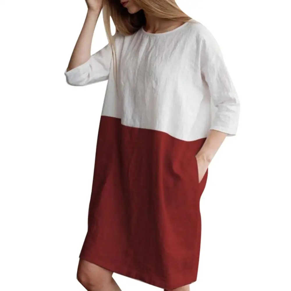 

Женское платье-миди свободного покроя, с рукавом 3/4