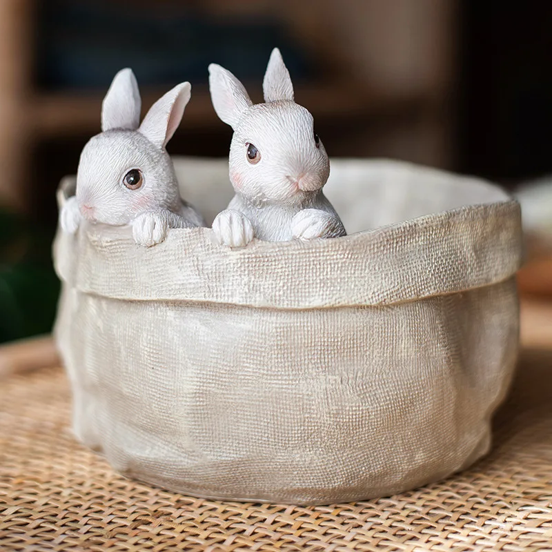 

Cute Bunny Flowerpot Beautifully Decorated Rabbit Potted Decoration Bunny Resin Crafts Home Furnishings Garden Ornament