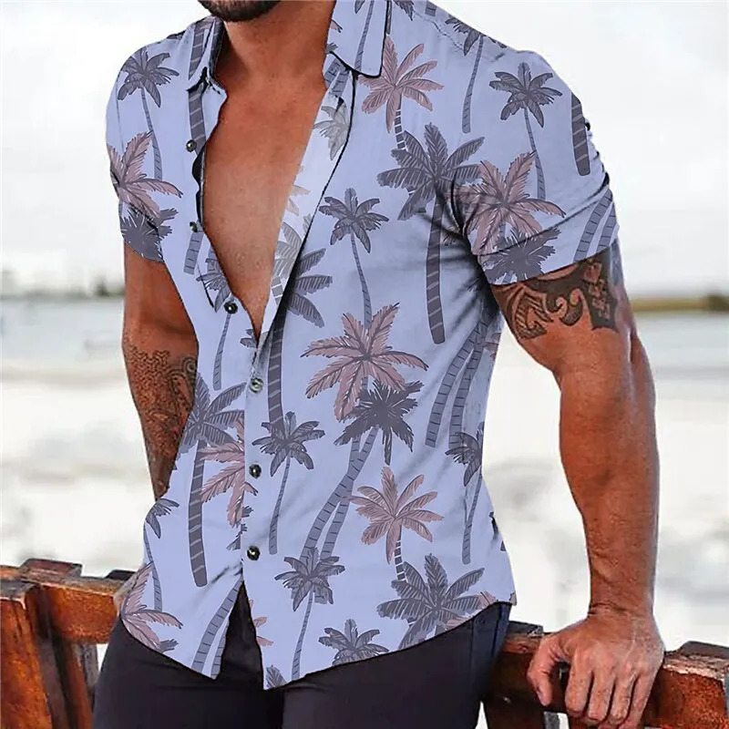 

Men's Shirt Summer Hawaiian Shirt Coconut Tree Graphic Prints Turndown Daily Holiday Short Sleeves Button-Down Print Clothing