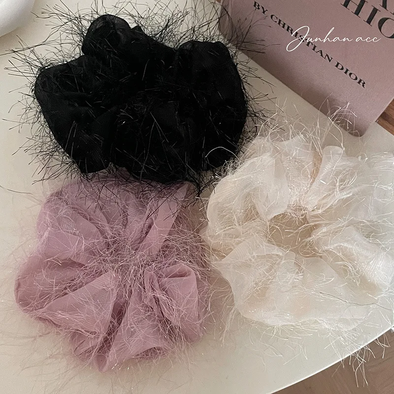 

South Korea's new Sen series gauze floating flocculent large intestine hair loop Elegant and versatile hair accessories