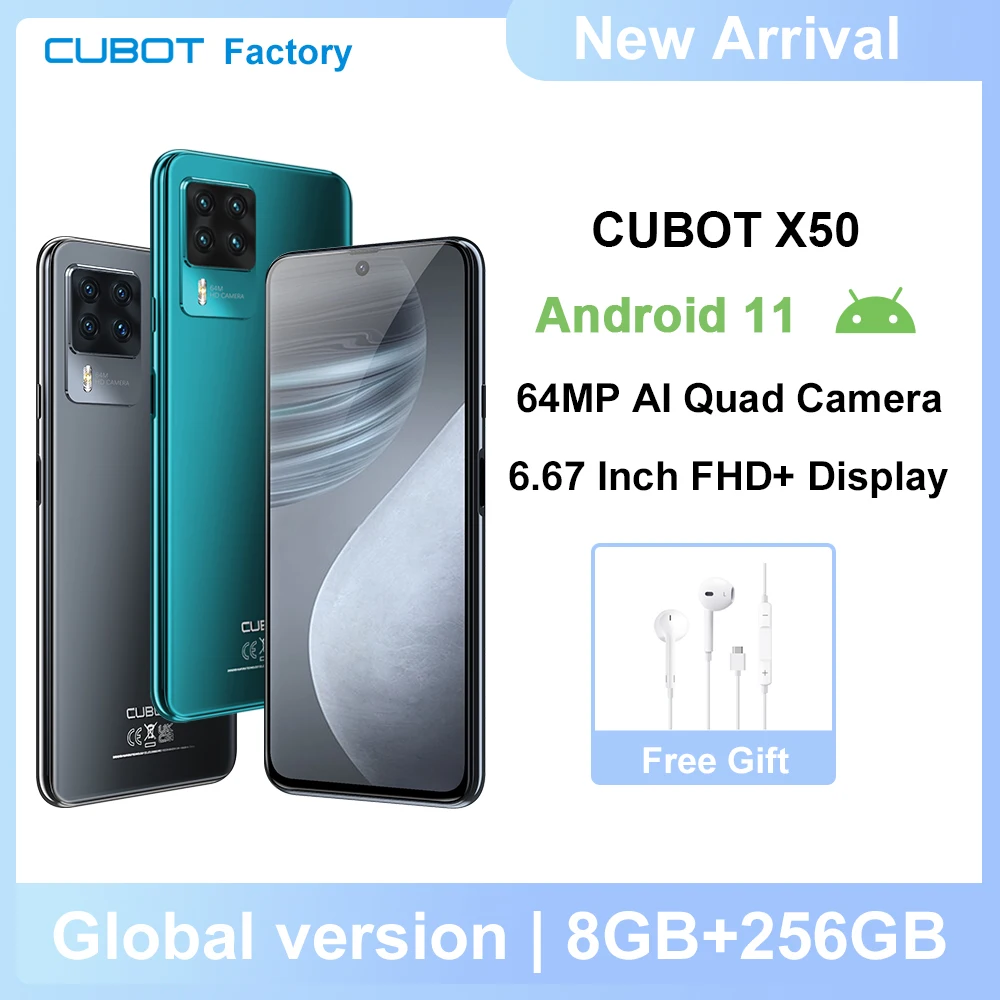 Cubot X50 Smartphone 8GB+128GB /256GB 64MP Quad Camera 4500mAh 6.67