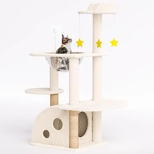 

POPTOP Cat Trees 41', Climbing Tower with Space Capsule Nest, Cave, Padded Platform, Scratching Posts, Kitten Condo Activity C