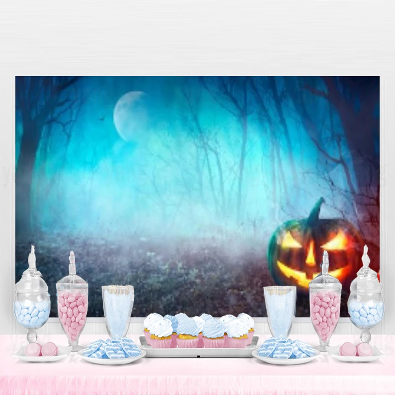 

Scary Decoracion Halloween Outdoor Skull Backdrop Pumpkin Vinyl Photo Background Photography Moon Night Backdrop Studio Props