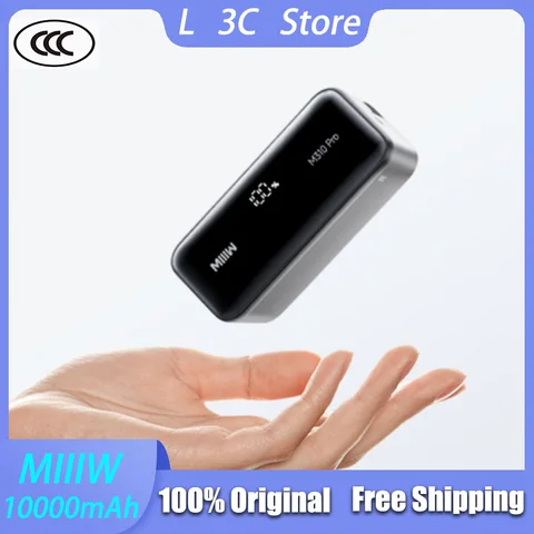 MIIIW цифровой дисплей, быстрая зарядка, внешний аккумулятор, 45 Вт, 10000 мАч, большая емкость, встроенный выдвижной кабель 70 см, зарядные устройства Power Bank