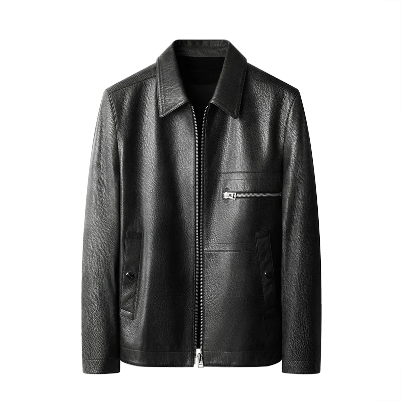 Новинка мужское модное деловое повседневное облегающее однотонное кожаное