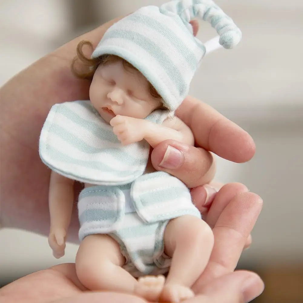 

Silicone 6 Inch Mini Reborn Dolls Finished Rebirth Baby Realistic Toy Kit Reborn Premature Lifelike Dolls Infant Finger Full