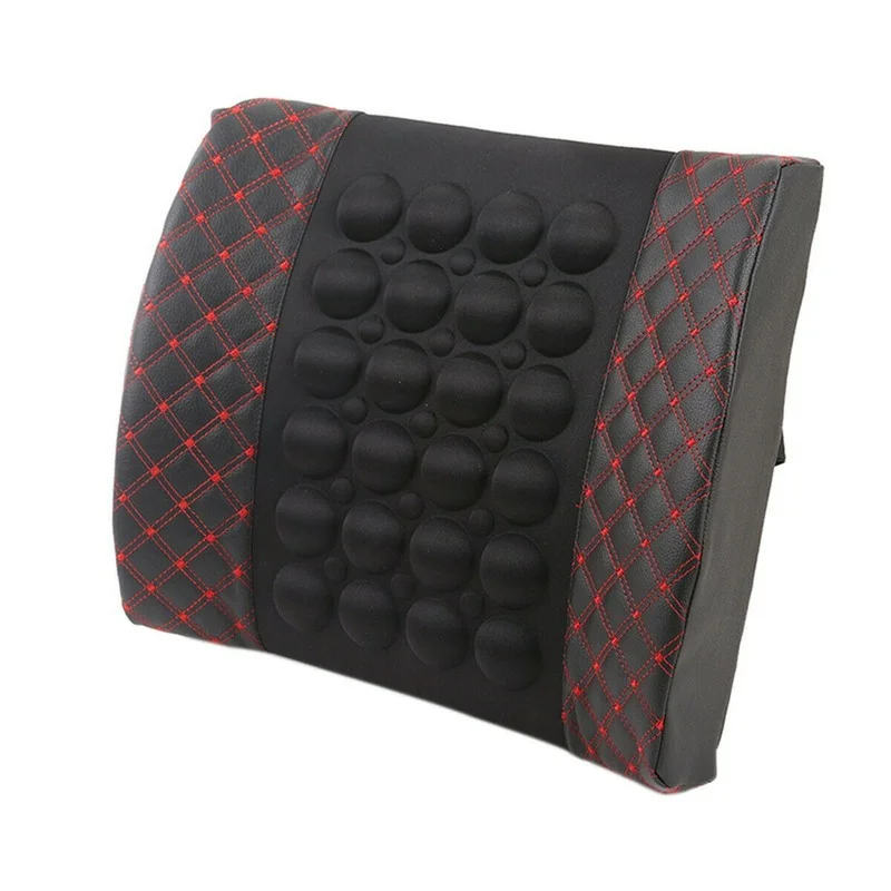

Red Car Seat Lumbar Support Massage Vibration Waist Cushion Lumbar Back Pillow