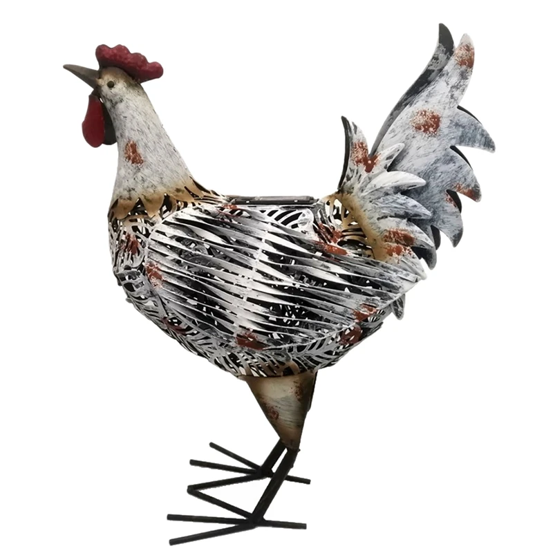 

Gardening Statue Antique Painted Luminous And Shiny Iron Animal Decoration Solar Light Male And Female Chicken