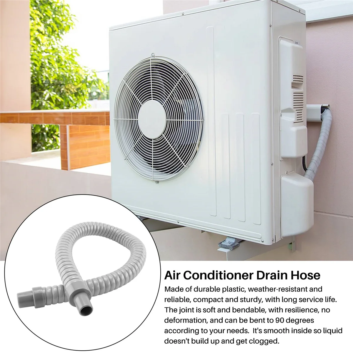 1 шт. пластиковый шланг для сливной воды длиной 60 см кондиционера серого цвета