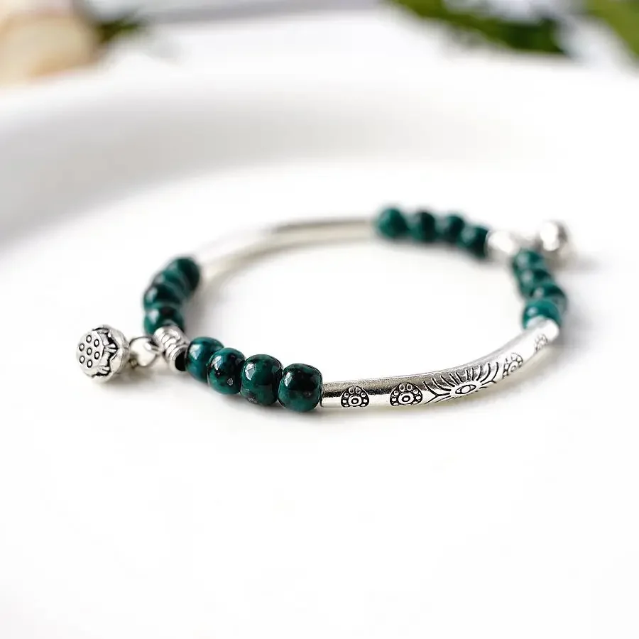 New Creative Lotus Handmade Ceramic Forest Bracelet National Style Pendant Classic Chinese Wholesale