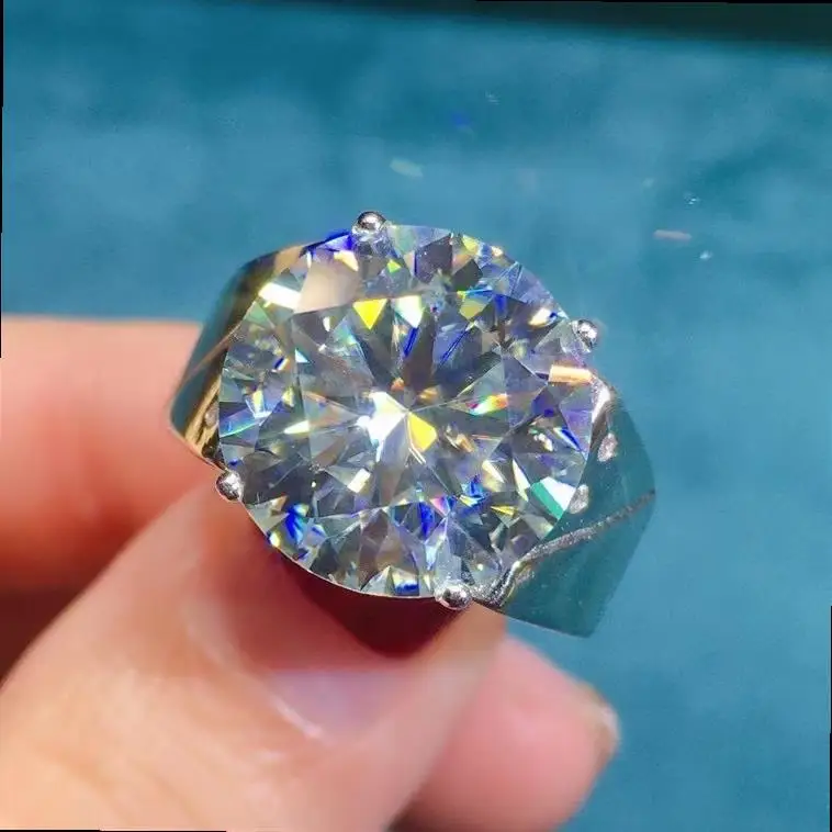 

Мужское кольцо из серебра 2022 пробы с муассанитом, 10 карат, 14 мм