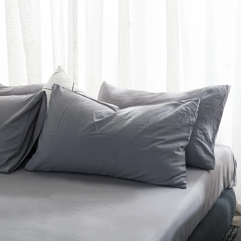

100% Washed Cotton Standard Pillowcases ,Soft Breathable Pillow Covers with Envelope Closure(Pillows are not Included)
