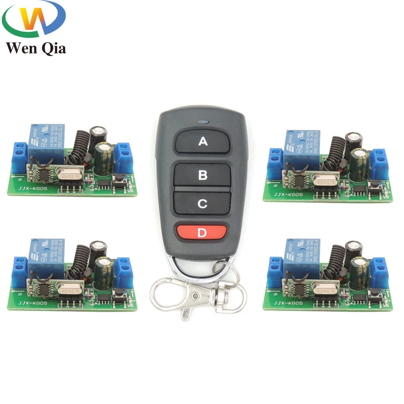 Универсальный беспроводной пульт дистанционного управления 433 МГц, переключатель переменного тока 110 В, 220 В, 1-канальный релейный модуль приемника, 4-канальный радиочастотный фотопередатчик, модель 