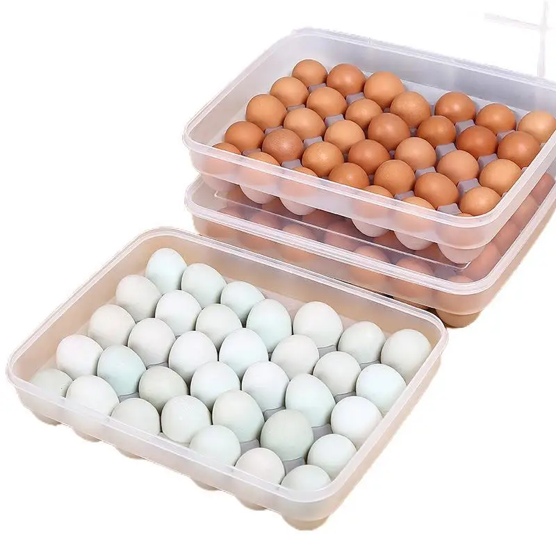 

Grid Case Food Egg Organizer 34 Fresh-keeping Drawer Tray Eggs Storage Box Lid Kitchen Refrigerator With Box Holder Container