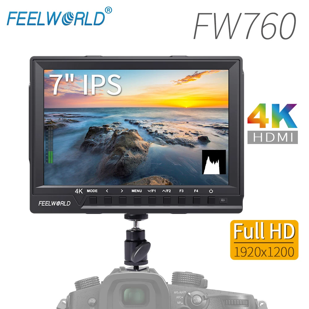 

Feelworld FW760 7 Inch IPS Full HD 1920x1200 4K HDMI Camera Monitor for DSLR Rig with Peaking Focus Assist Histogram Exposure